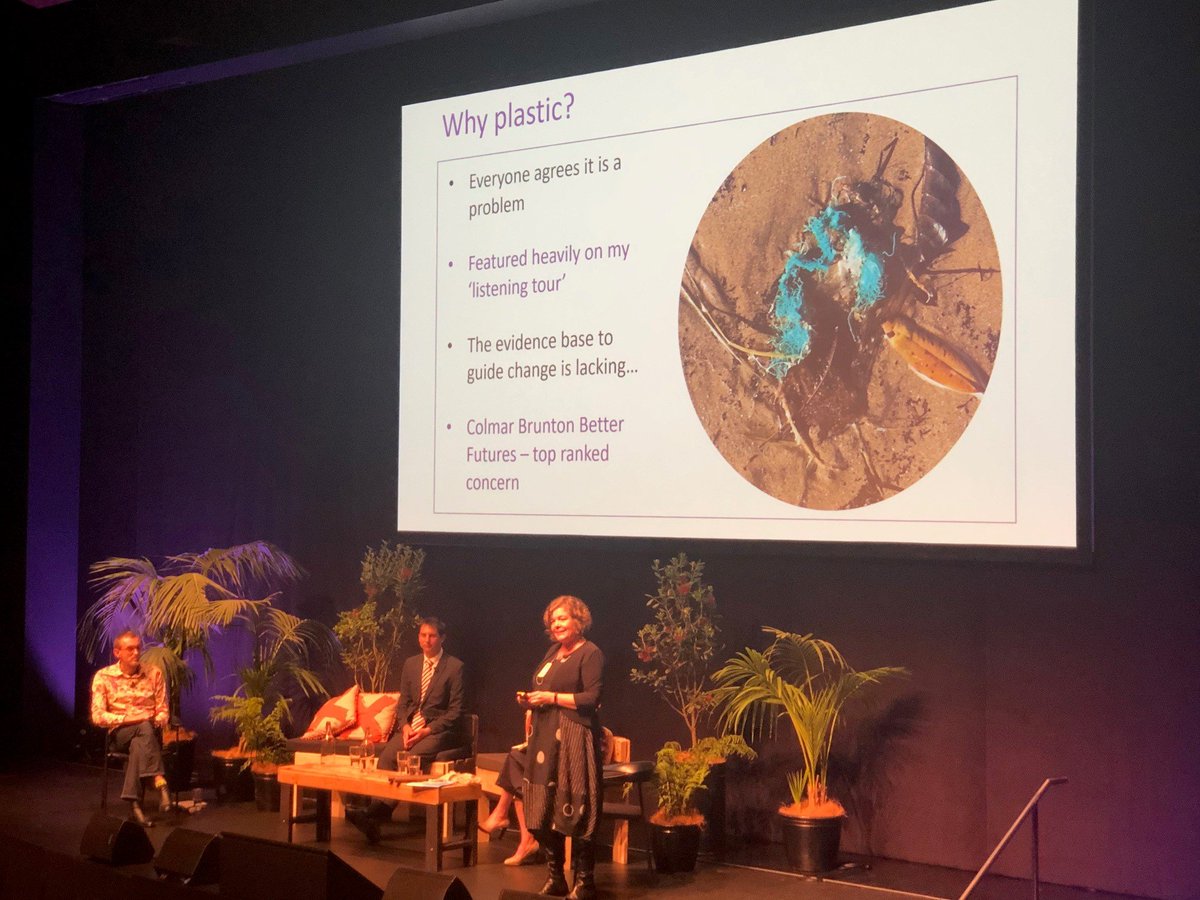 WrightCommsLtd's tweet photo. Delighted to see the @ColmarBruntonNZ Better Futures Report referenced by the Prime Minister’s Chief Science Advisor Juliet Gerrard in her address at the SBN Conference ‘The end of plastic as we know it.’ @ChiefSciAdvisor @sustbusiness #SBNconference #endofplasticasweknowit https://t.co/V0fQVqWfi4