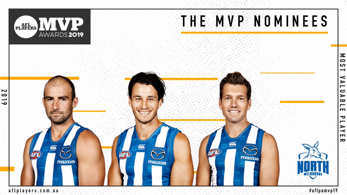 #AFLPAMVP19 nominees are in for <a href="/NMFCOfficial/">North Melbourne FC</a> 👇

aflplayers.com.au/article/2019-m…