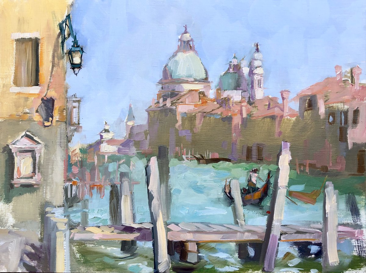 Painted the Santa Maria della Salute  from a little platform on the Grand Canal. ❤️🇮🇹#veneto #impressionism #fineart #europeanart   #pleinair #venezia #cupeasel  #paintingfromlife  #pleinairpainting #venice #landscapepainting #grandcanal #santamariadellasalute