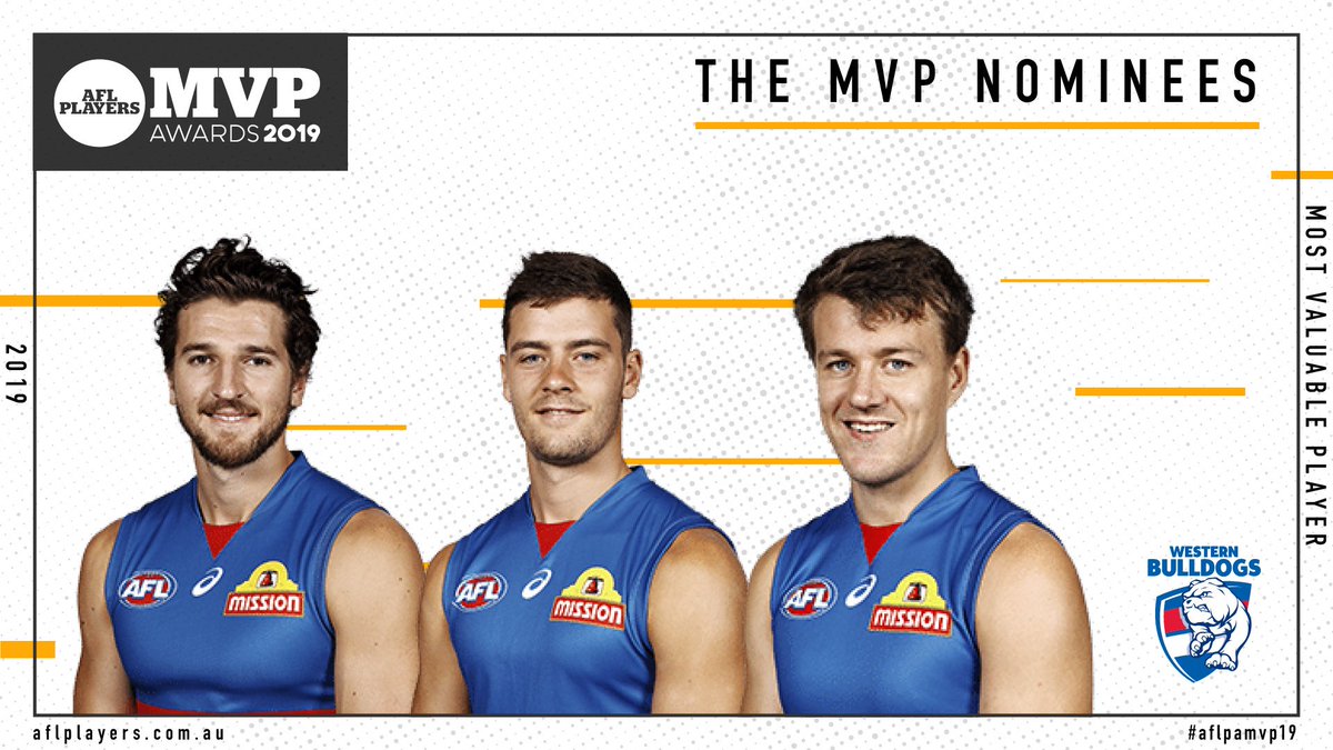 #AFLPAMVP19 nominees are in for the <a href="/westernbulldogs/">Western Bulldogs</a> 👇

aflplayers.com.au/article/2019-m…