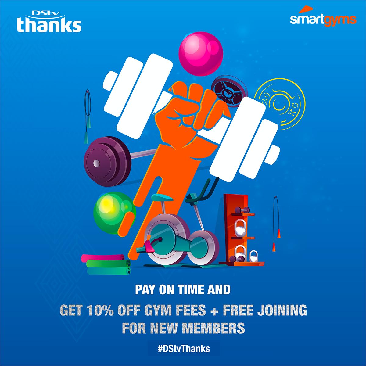 DStv_Kenya's tweet photo. We want to make your fitness goals come true. How? Just pay your subscription on time for a chance to get 10% off gym fees + free joining for new members from #SmartGyms. Find out more here: https://t.co/RV6M0bTagD. Ts & Cs apply. #DStvThanks https://t.co/4aD0MXm71Z