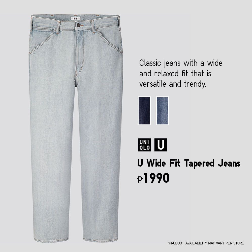 wide fit tapered jeans