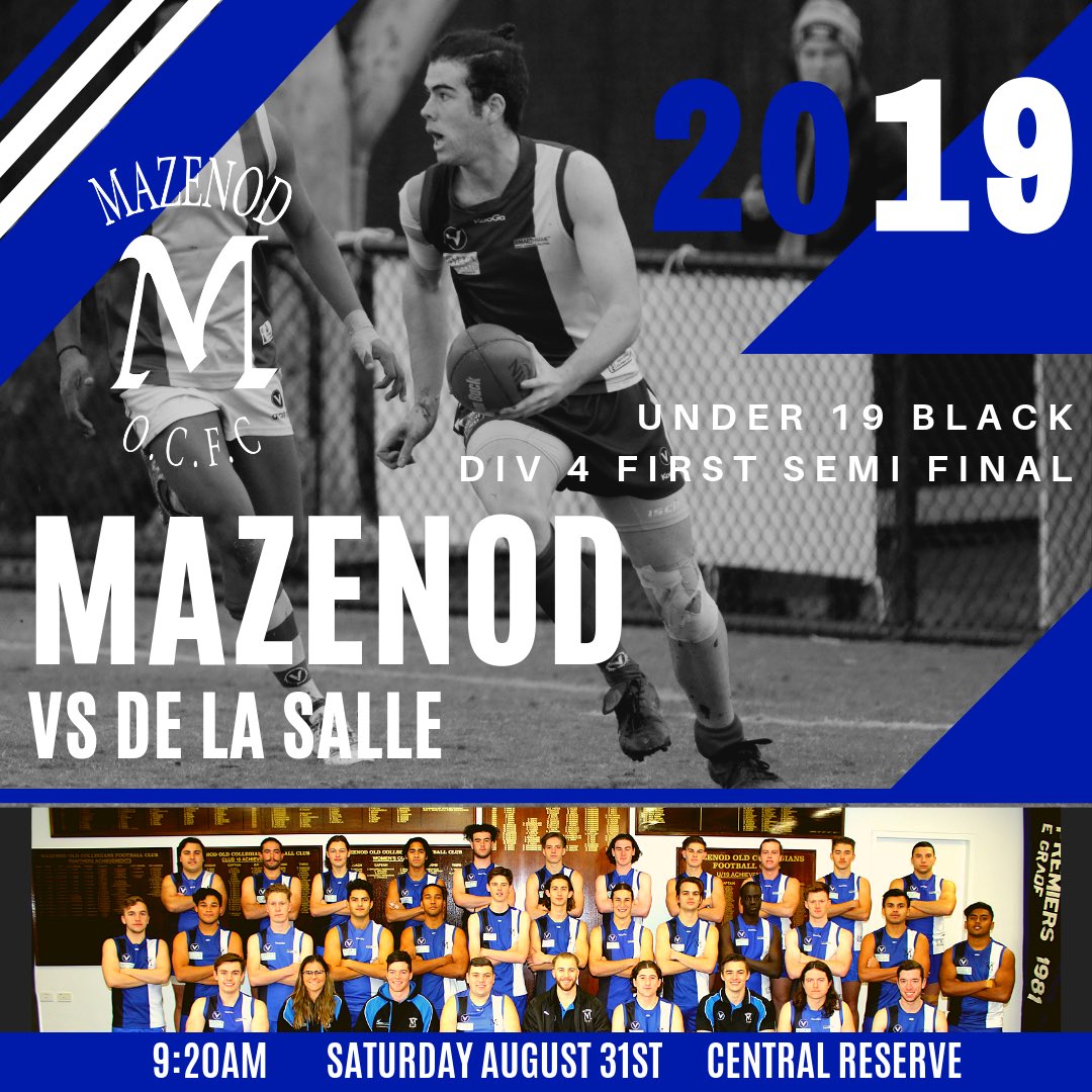 Massive day planned at Central Reserve this Saturday...U/19 Black play in their 1st semi V <a href="/DLSOCAFC/">De La Salle OCAFC</a> at 9:20. Final round for our Seniors &amp; Reserves V <a href="/OldCamberwellFC/">Old Camberwell FC</a>, followed by the 2019 vote count &amp; major raffle draw. Huge day, Be there!! <a href="/VAFA_HQ/">VAFA</a>