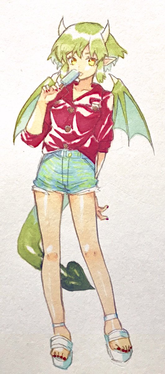 「夏っぽいドラコらくがき 」|村田てふのイラスト