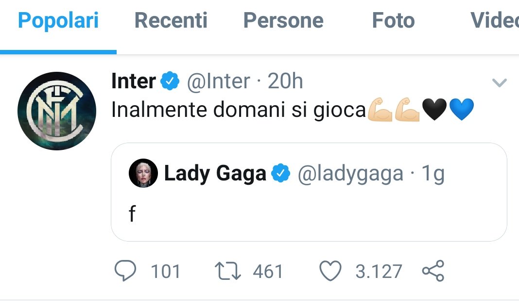 vincep82's tweet photo. Agghiaggiande!!! Lady Gaga tifa inter!
#propagandalive @welikeduel https://t.co/9SvIiAmJyS