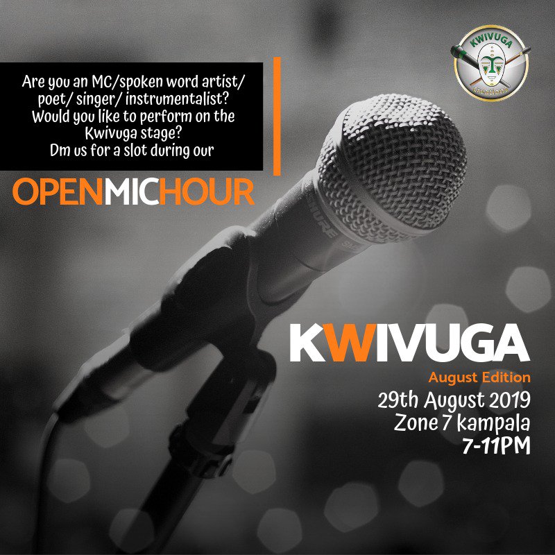 Kwivuga1's tweet photo. Sign up now for our OpenMicHour and stand a chance to feature on our stage. 🎤 
#KwivugaThursdays #AugustEdition 
@CastleLiteUg  @pinkcoconutdeco @zone7kampala https://t.co/S6aJFpYf0f