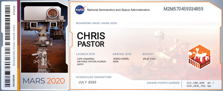 _Chrispy_Kreme_'s tweet photo. Alright, who's coming with me? #Mars2020 #Marsboardingpass https://t.co/9Z29IVQBy3
