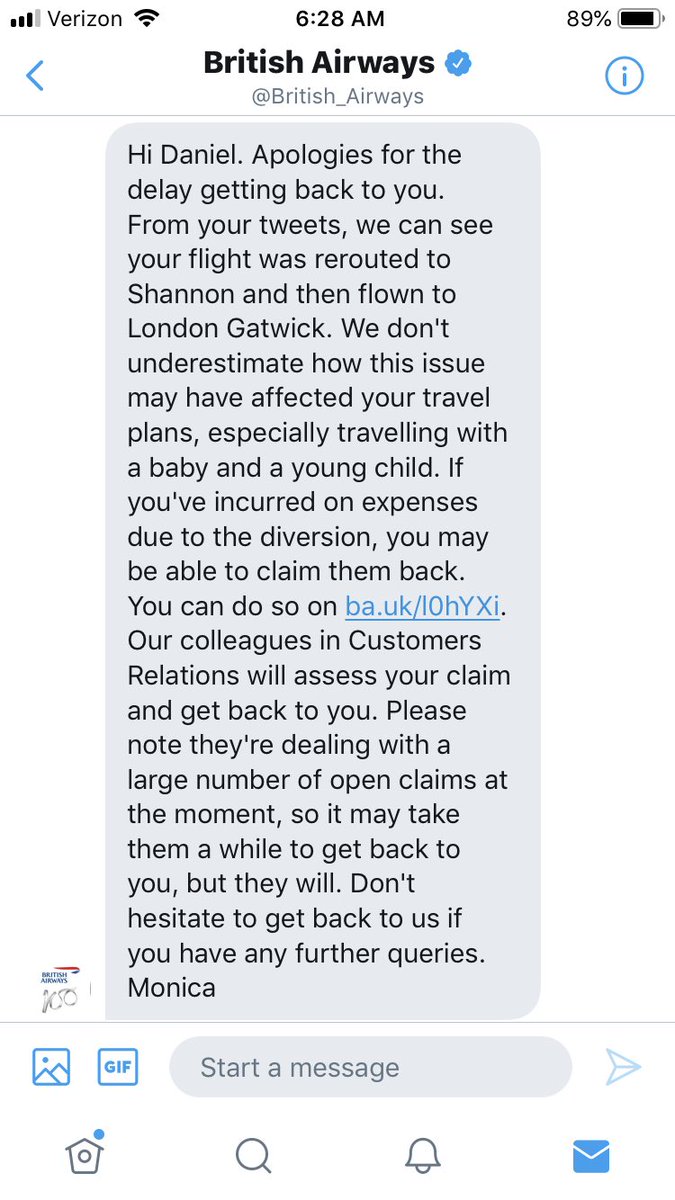 danprice's tweet image. It took @British_Airways 1.5 DAYS to get back to me after #BA179 made an emergency landing and they still offer no support or information. Love that it takes *my* tweets to tell them their flight was diverted. Here is their DM: @nypost @Michaelkelly707 @manishdvpl @MawstonBrady