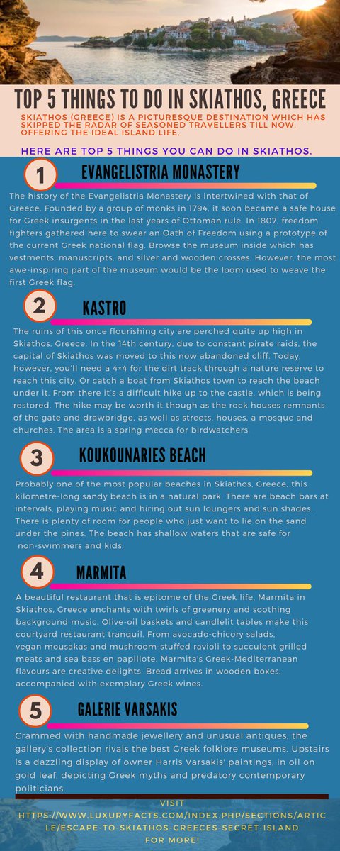 Top 5 Things to do in #Skiathos, #Greece Skiathos (Greece) is a picturesque destination which has skipped the radar of seasoned travellers till now. Offering the ideal island life, here are top 5 things you can do in Skiathos.