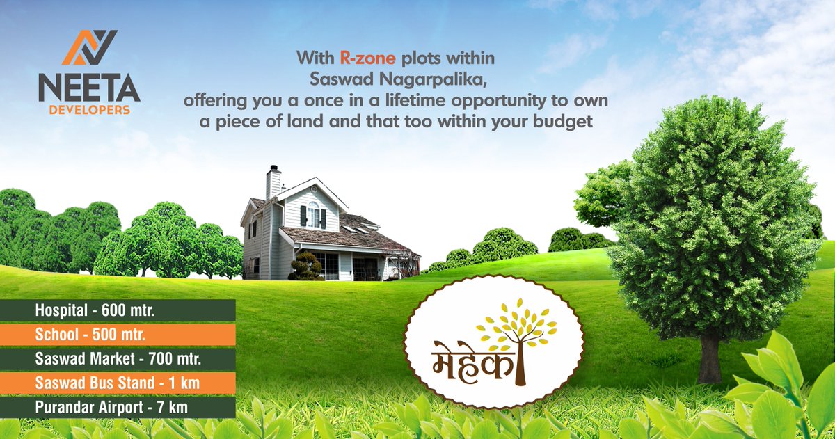 DevelopersNeeta's tweet photo. With all the facilities within the range of 1 kms, it is the best deal you could find! 
#PropertyDeveloper #RealEstate #PuneRealEstate #Plots #ResidentialPlots #DevelopedBungalowPlots #FarmhousePlots #PlotInvestment #Saswad #Hinjewadi #Bhor #Pune #RzonePlots #PropertyDevelopment https://t.co/JwoliuxMrY