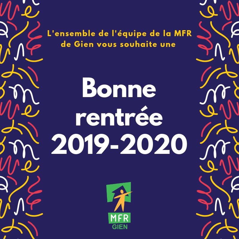 L'ensemble de l'équipe vous souhaite une très bonne rentrée 🎉, aujourd'hui nous accueillons :
✅4eme à 10H
✅2nd BAC PRO CGEA à 10H
✅CAP 2 MA &amp; SAPVER à 14H
✅Term BAC PRO CGEA à 14H
 #MFR #Rentrée2019 #Reussirautrement
