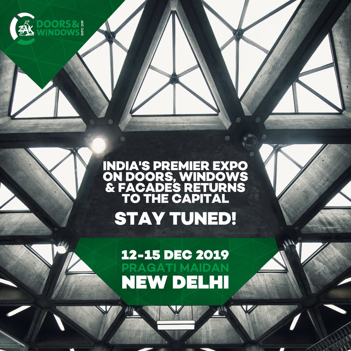 ZDWexpo's tweet photo. Witness new products, systems and solutions in the world of façades &amp; fenestration at the Zak Doors and Windows Expo. Block your dates for the 4-day mega event happening from 12-15 December 2019 at Pragati Maidan, New Delhi. Stay tuned for more updates.

#ZakExpo https://t.co/XyXdRlOuEy