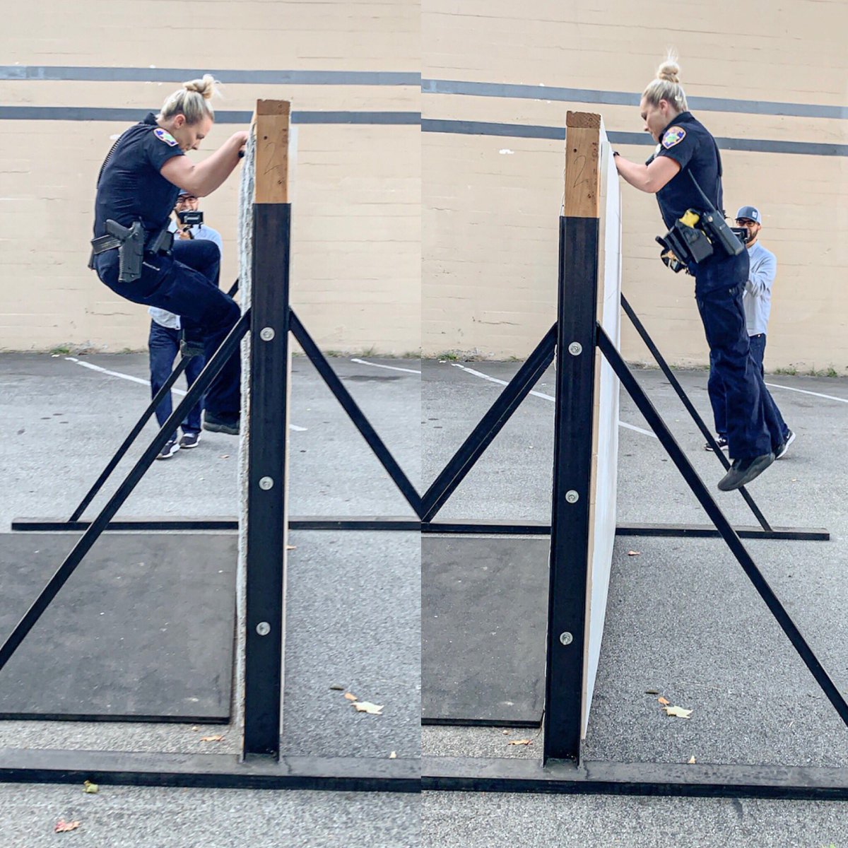One of the best things officers can do for themselves is always keep training!! Made it over the 6ft wall in full gear, after working a full shift 😴 #crossfitwithacop #salinaspd #fitcops @SalinasPD @LivePDNation