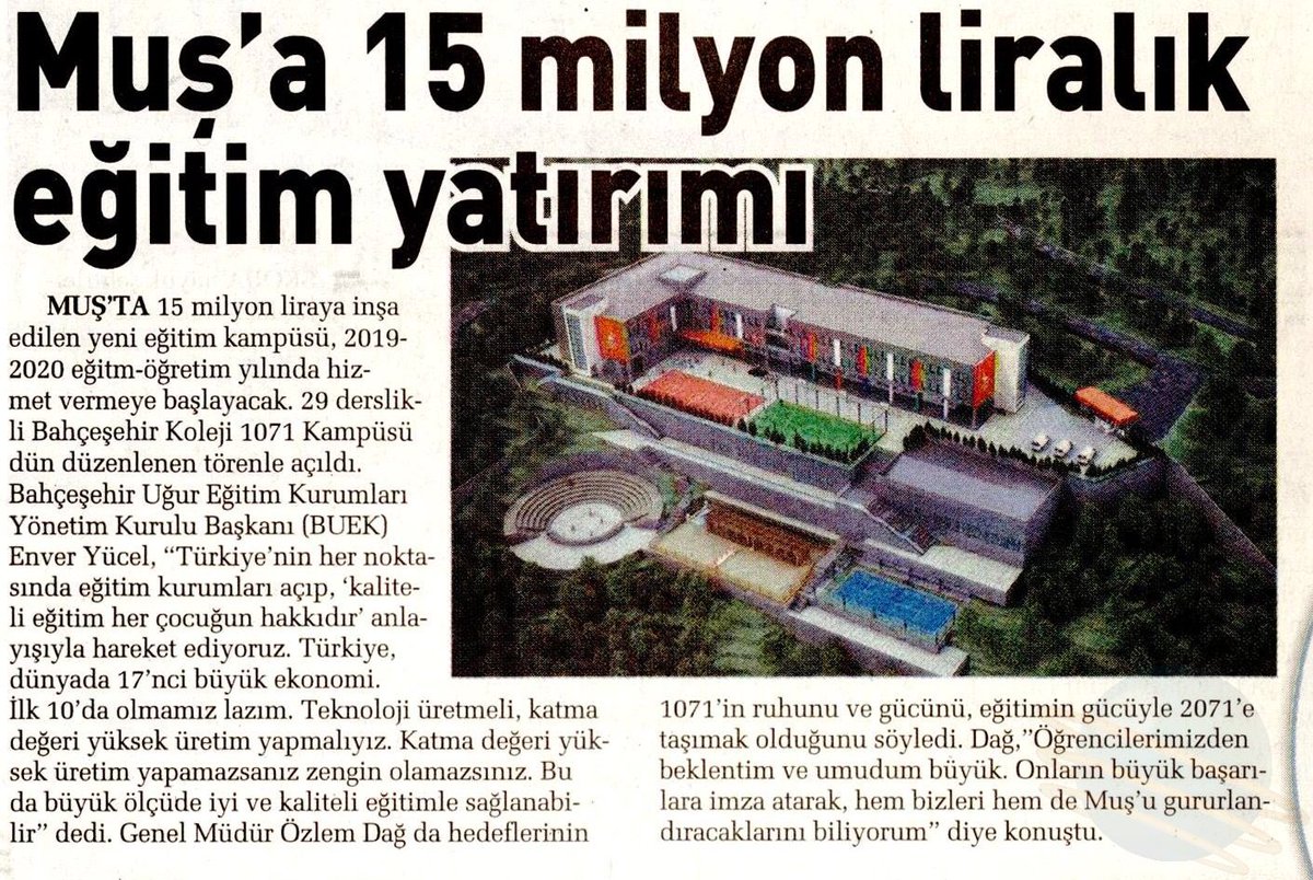 bahcesehir_k12's tweet photo. ‘’Muş’a 15 milyon liralık eğitim yatırımı’’ @Sabah https://t.co/b5SHrOqq1A