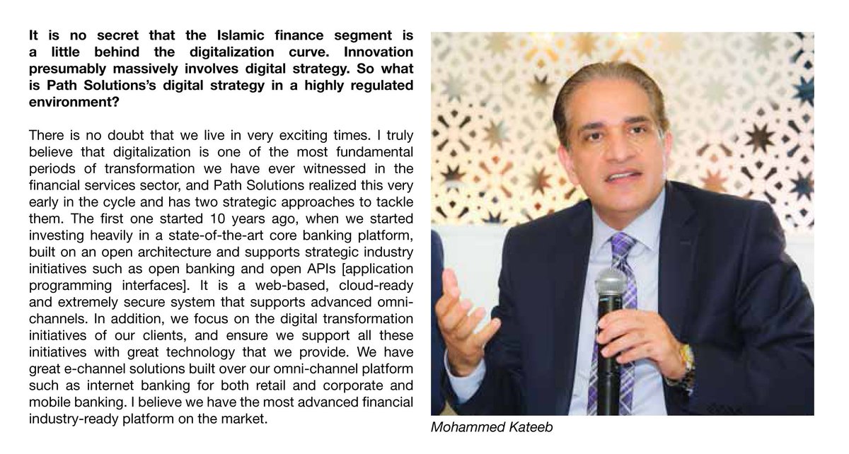 PathSolutions's tweet photo. Interview with Mohammed Kateeb, the group chairman and CEO of Path Solutions: https://t.co/bdA46Zaose%β¦
#ShariahCompliant #CoreBankingPlatform
#DigitalOpportunities #DigitalSolutions
#FinancialServices #IslamicFinancialEcosystem
#IFN #REDMoney https://t.co/E0Z5nHASLn