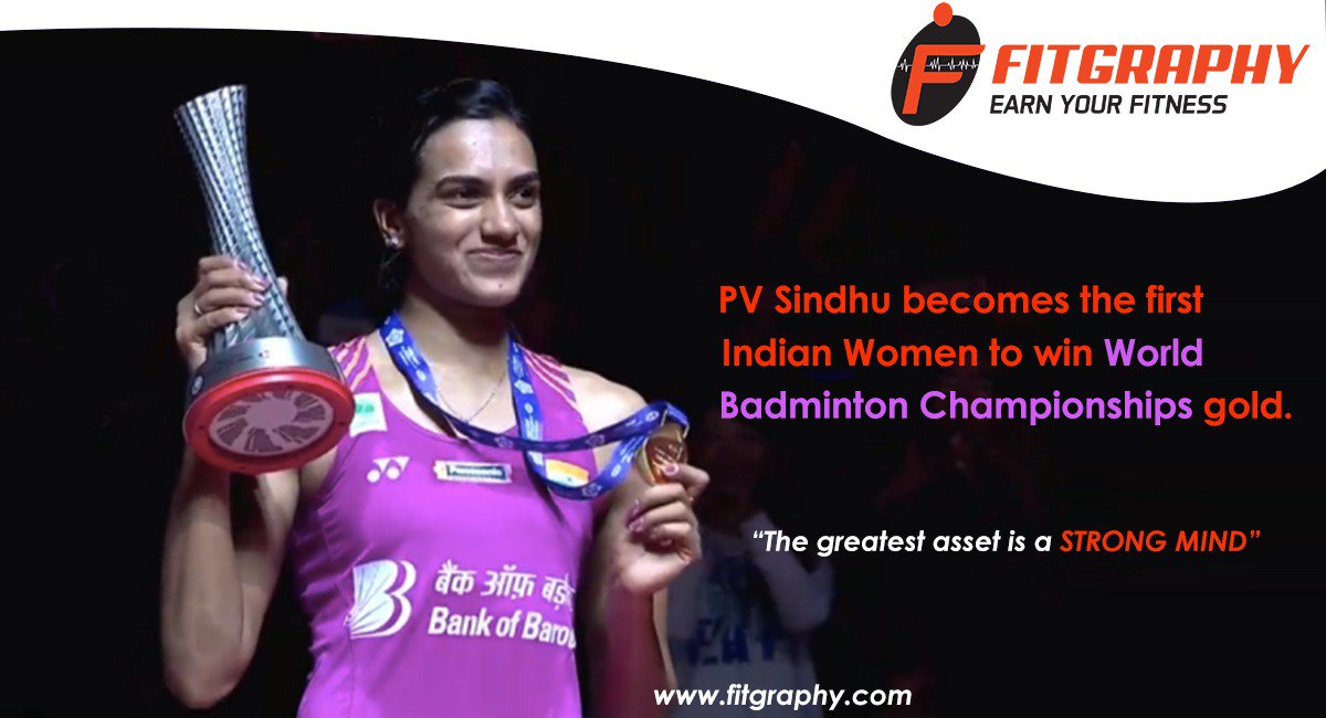 fitgraphy's tweet photo. History created🥳Finally!!! Ladies n gentleman letz congratulate🎉💐to the new world champion @Pvsindhu1  to become the first Indian woman to win badminton World championships gold!!It's an indelible moment to celebrate🥳
#PVSindhu #fitgraphy #Pvsindhu1 #BWFWorldChampionships2019 https://t.co/Z3Xa3abQEa