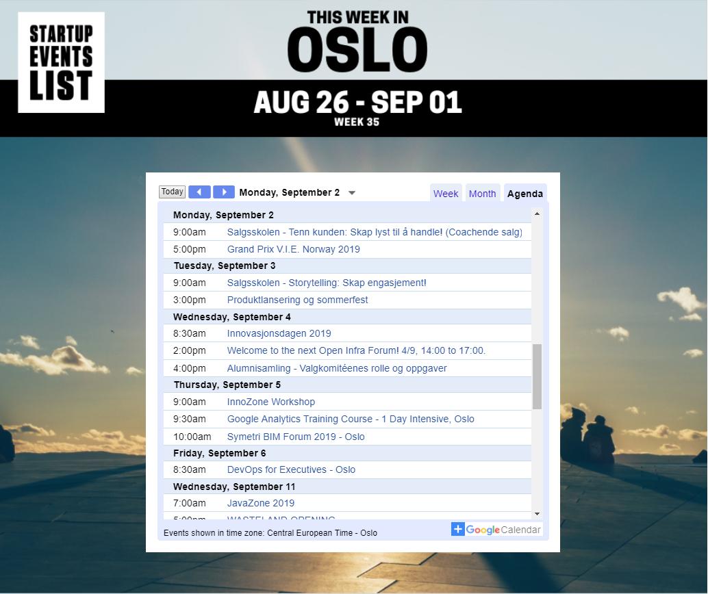 Startup Events List - Oslo tweet media