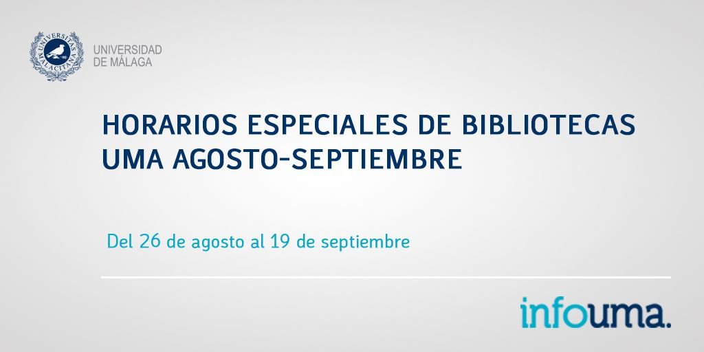 Hoy comienzan los horarios especiales por exámenes de Bibliotecas UMA. Toda la información, aquí: instagram.com/p/B1nizZGiXlu/…

<a href="/Biblioteca_UMA/">Biblioteca_UMA</a>
#Málaga