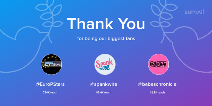 Our biggest fans this week: EuroPStars, spankwire, babeschronicle. Thank you! via https://t.co/Lnrg9rGJvt