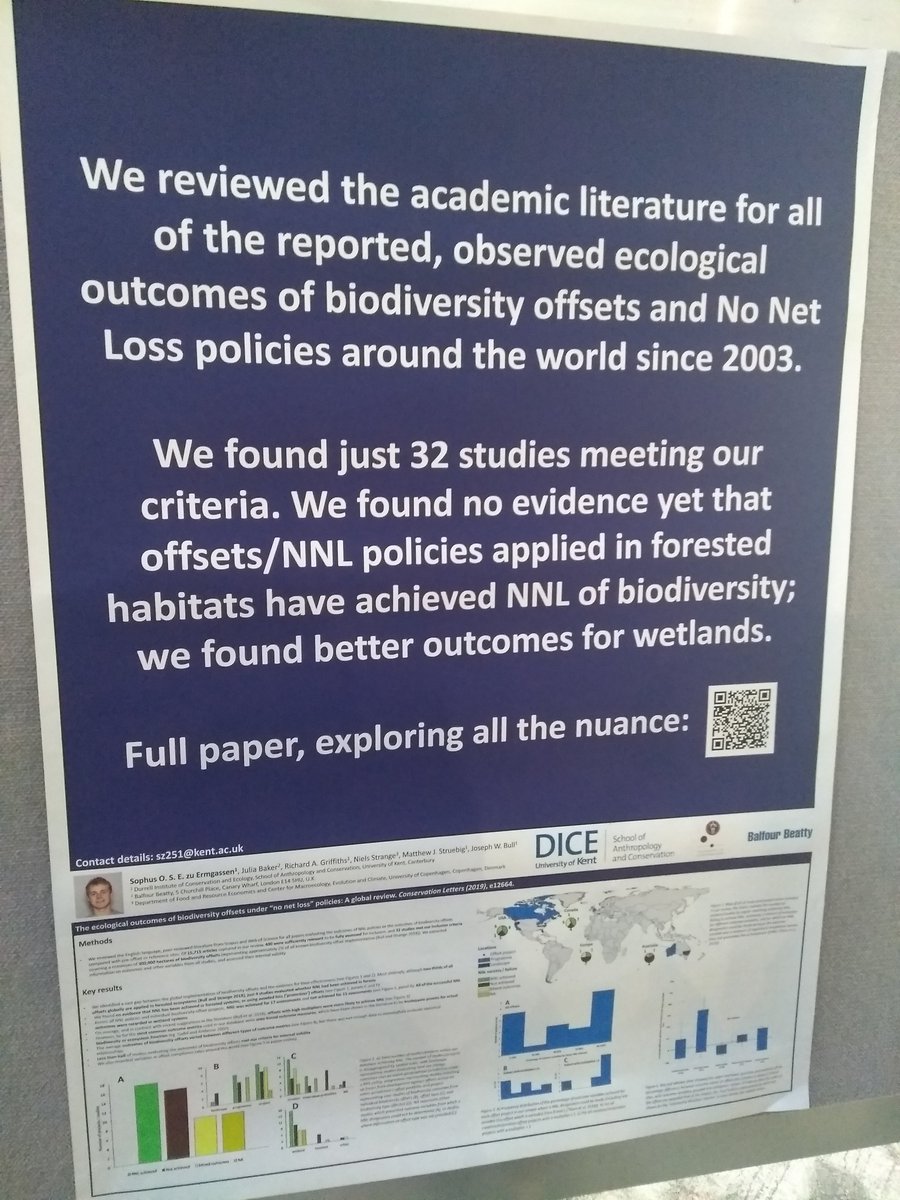 At @EIANZorg Australian #BiodiversityOffsets conference? Come see my poster on the outcomes of offsets around the world, here to answer any questions or chat! #offsets2019