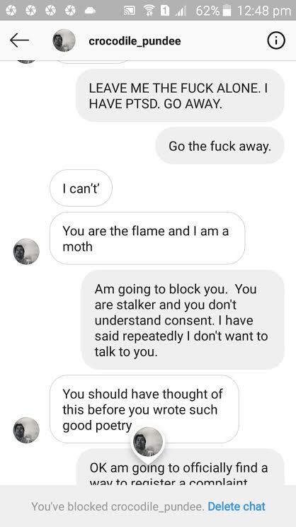 zaharaesque's tweet photo. Please consider blocking+reporting this account --> @/MarquisdeShard 

The person behind the handle is a vicious stalker and harasser who has been doing this to me for years under various guises. After harassing me here and getting blocked, he started on IG. https://t.co/qSXPNlr91U