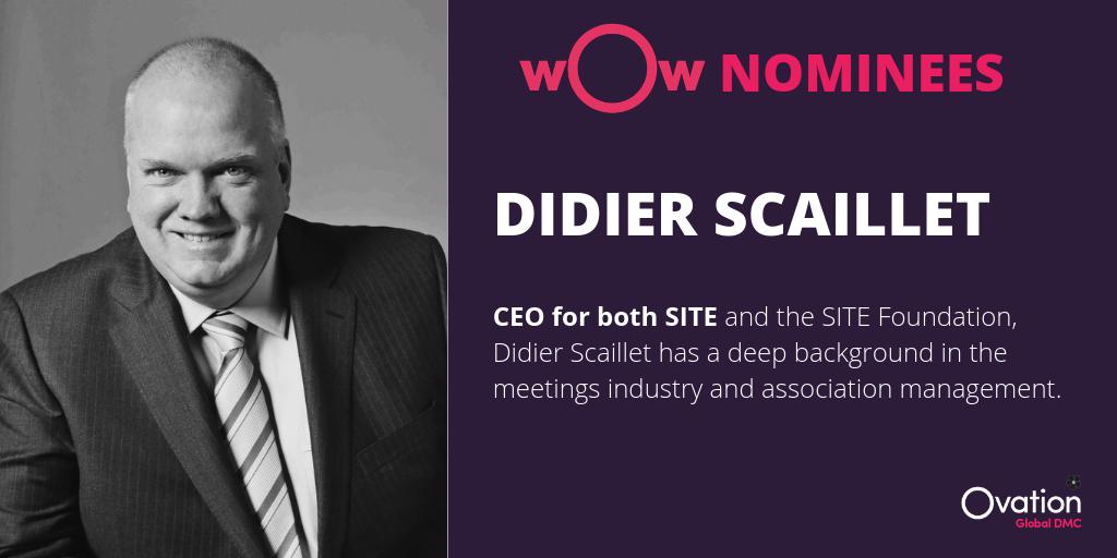 OvationDMC's tweet photo. #MeetTheNominees 🏆 Didier Scaillet is CEO for both @SITEGlobal and the #SITEFoundation. Didier Scaillet has a deep background in the meetings industry and association management.
¡Vote now for Didier! https://t.co/Mo06AKzHY8
#OvationwOwAwards #OvationDMC @IMEX_Group https://t.co/V0zgnehmre