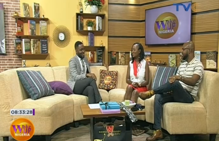 TVCconnect's tweet photo. #SMESeries with the Founders of NICOLE and GIOVANNI, Segun and Aderonke Abiona. They started the Company in 2014 via online platforms, producing Cufflinks, Neck ties, pocket square, bold ties and other products. Today, after 5 years, they now have their store. #WakeUpNigeriaOnTVC https://t.co/QHBpJIaG4S