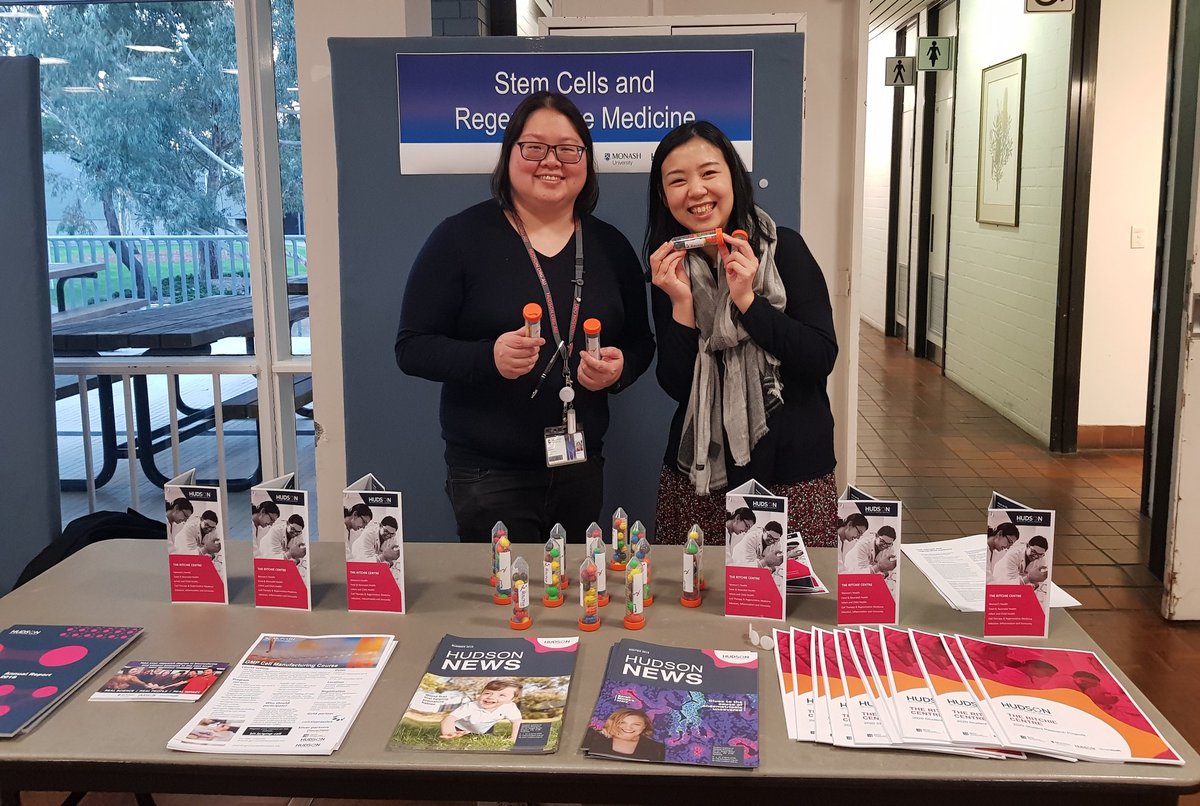 kusuma_gina's tweet image. Come and chat to us at the @Hudson_Research student Open day tonite on @MonashUni Clayton campus centre! Get insider info from our very own PhD student @AnqiLi_sci @LimLab_ #stemcells #regenmed