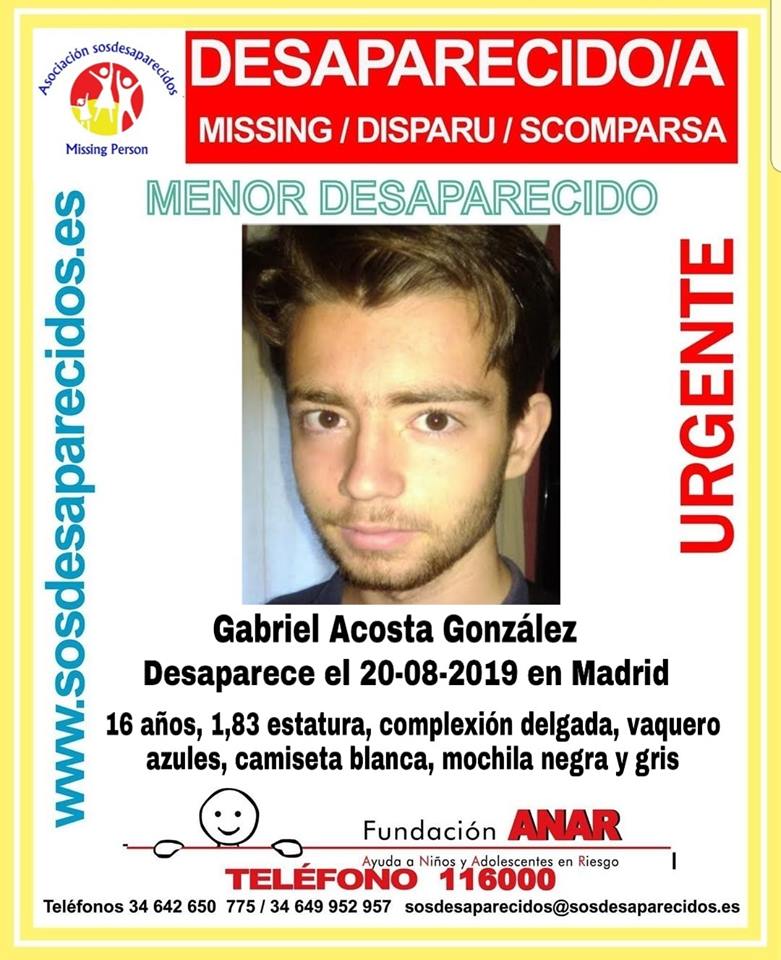 guardiacivil's tweet photo. 🆘 URGENTE ⚠

Este es Gabriel, un #menor que ha #desaparecido en #Madrid 
¿Lo has visto?
Llámanos ☎️ 062
                ☎️ 091
                ☎️ 112

#colabora, tu RT no cuesta nada y es muy importante para localizarlo. https://t.co/oO6fbgP7RY