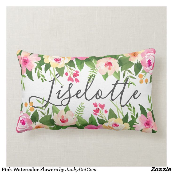 Pink Watercolor Flowers Lumbar Pillow | #throwpillows #floralpillows ift.tt/2ZA4cO0
