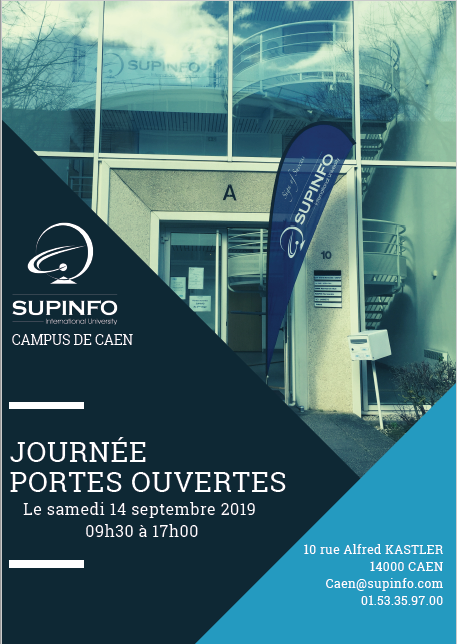 bdesupinfocaen's tweet photo. Le campus SUPINFO #Caen est heureux de vous accueillir pour sa journée portes-ouvertes, le samedi 14 septembre de 09h30 à 17h00.
Venez nous rencontrer, découvrir notre cursus, notre établissement et notre communauté.
#numerique #informatique #écolesupérieure https://t.co/uNcCBUFfps
