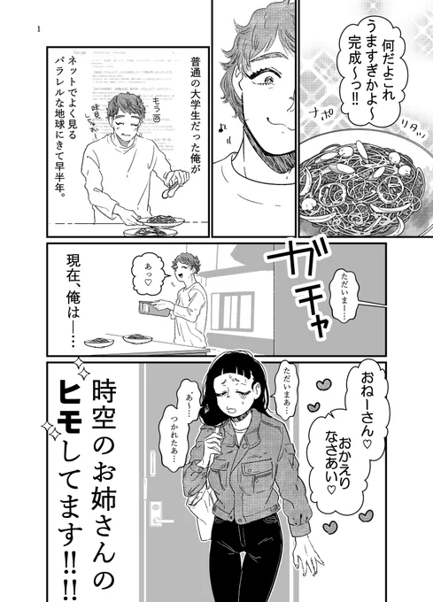 【創作漫画】時空のおっさんならぬ、時空のお姉さんのヒモの話 