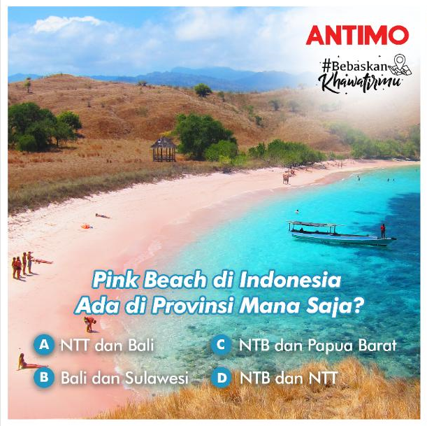 Antimo_ID's tweet photo. Sahabat Perjalanan, yuk buktikan kalau kalian traveler sejati!!⁣
⁣
Tebak ya, provinsi mana saja yang memiliki pantai dengan pasir berwarna pink? Tulis jawabanmu⁣
⁣
Biar makin seru, mention partner traveling kamu buat ikutan jawab
⁣
#antimo 
#travel 
#traveling  
#traveler⁣ https://t.co/u5aeHNyL1t