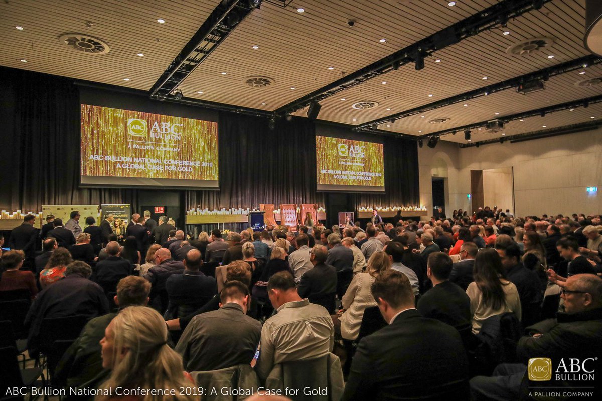 ABCBullion's tweet photo. Our National Conference on a Global Case for Gold was a fantastic success, with standing room only! We'd like to thank all of our speakers, as well as our 655 attendees who created a real buzz in the room. View photos from the night here: https://t.co/HmAHWC7qIl #abcgold https://t.co/u91LQw7P8D