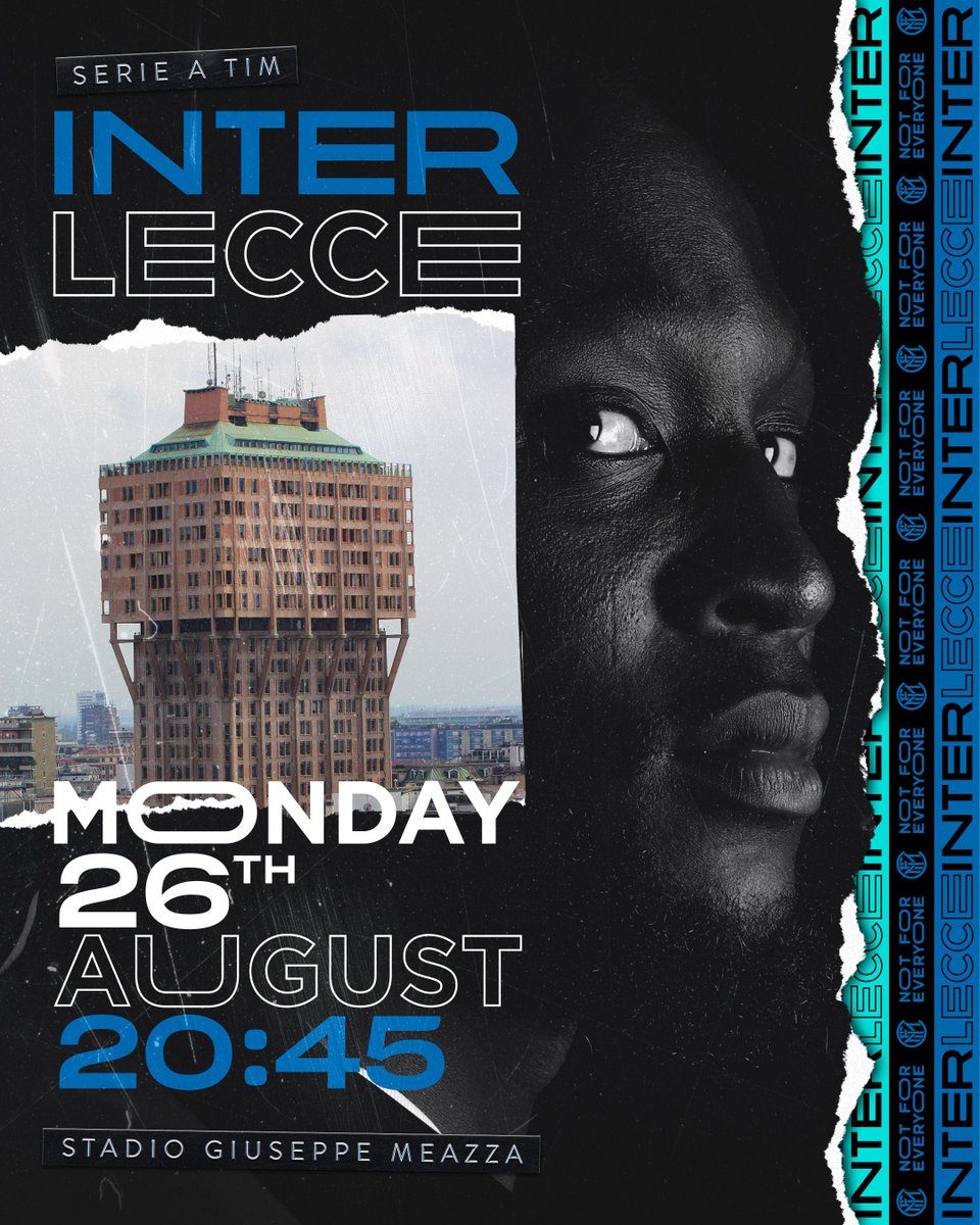 Inter's tweet photo. 💥 Matchday
⚽️ #InterLecce
🏆 @seriea Week 1
⏰ 20:45 CEST
🏟 Stadio Giuseppe Meazza
🚋 Scopri come raggiungerci https://t.co/7rW5N4y2Ub
#FORZAINTER ⚫️🔵 https://t.co/OcELJ4C59o