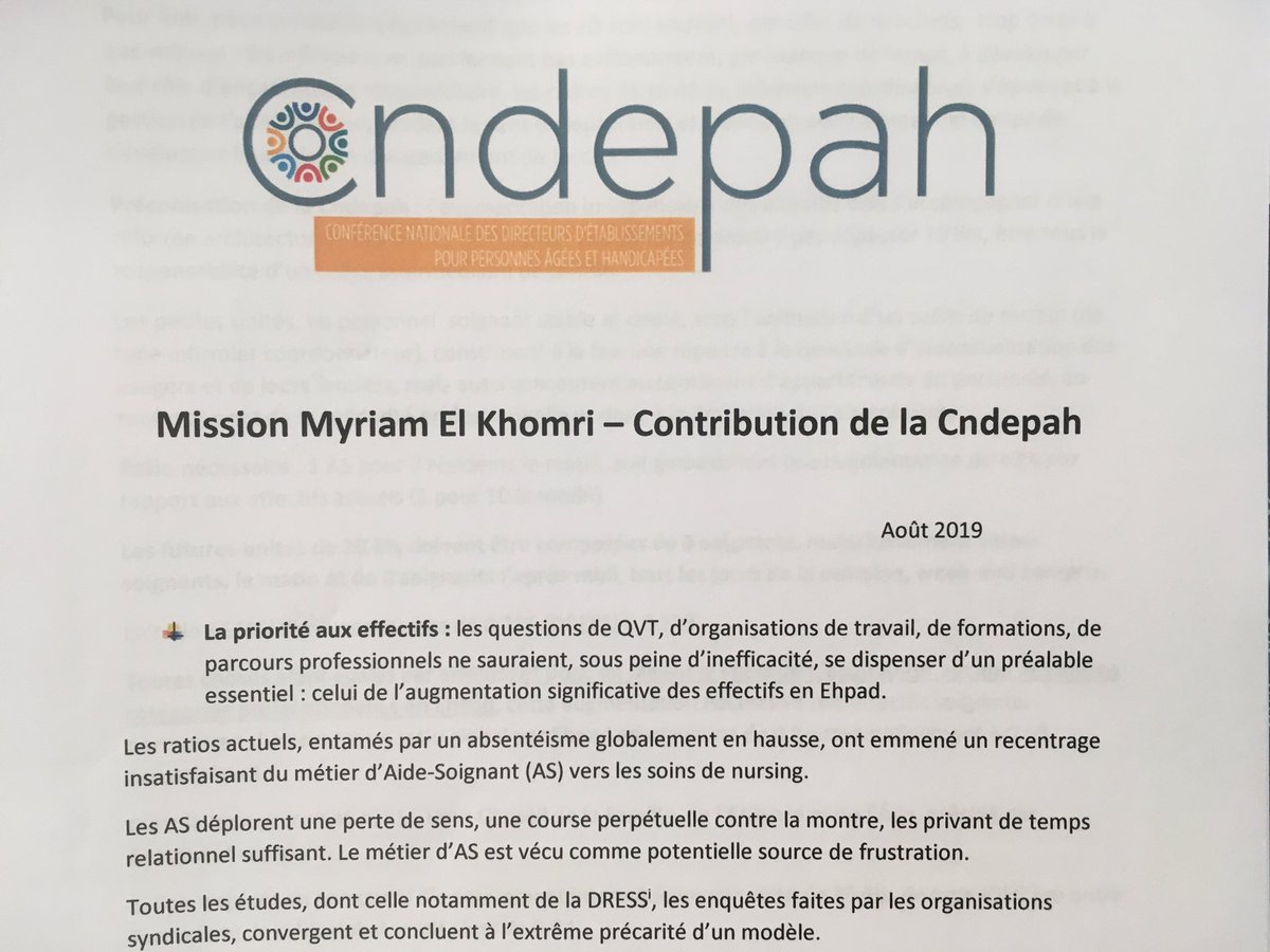 La #Cndepah publie une note à destination de Myriam El Khomri : priorités aux effectifs !