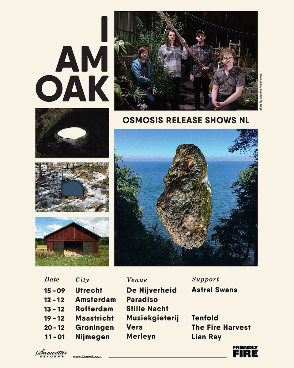 snowstarrecords's tweet photo. I am Oak just announced the supports for their upcoming album release tour! Astral Swans, Tenfold, The Fire Harvest and Lian Ray will join them during their shows.

Already got your tickets? Get them now: https://t.co/uWXK5OagRw https://t.co/xzbb3C7mJX
