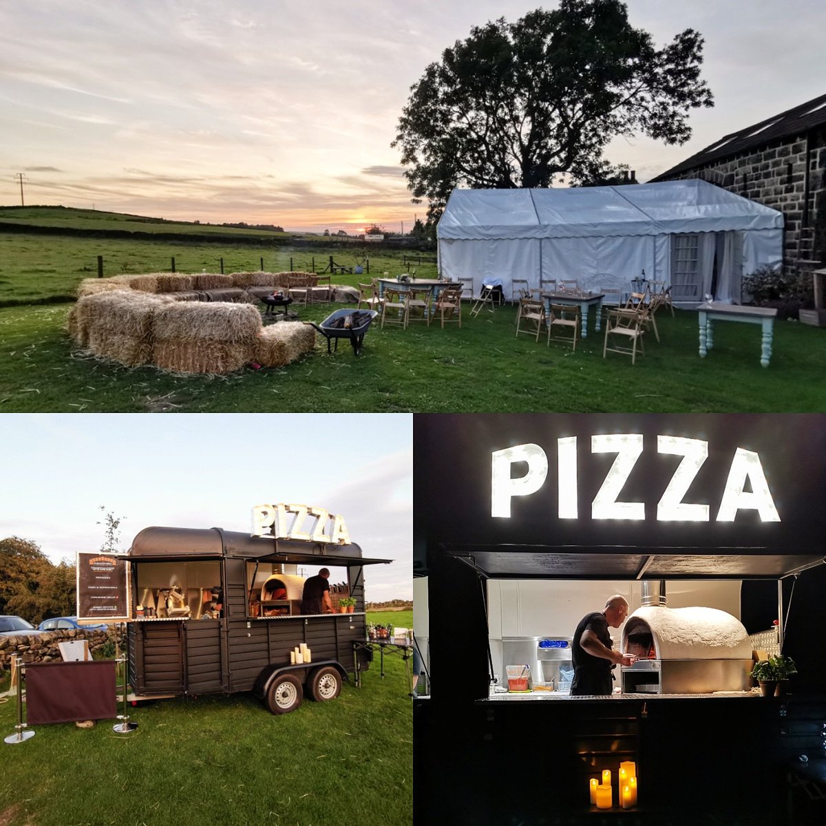 kneadnfeed's tweet photo. We've had a busy Bank Holiday in the glorious sun shine. Finished off with this beautiful wedding at the stunning setting at The Cheerful Chilli. Serving pizza as the sun set 😊🍕🥂. 
.
#wedding #weddingcaterer #BankHolidayWeekend #cheerfulchilli #catering #food #foodie #pizza https://t.co/G2tajmW5BM