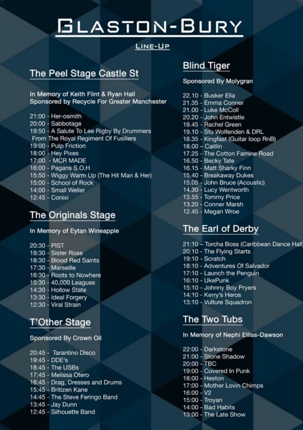 <a href="/BuryGlaston/">Glaston-BURY</a> the biggest day of the year in bury and our final show of the summer. See you tonight for a fantastic cause, t’other stage just after 8.30pm! Be there or be square daddio #bury #dj #soundtrack    #tarantino #funk #soul #disco #rocknroll