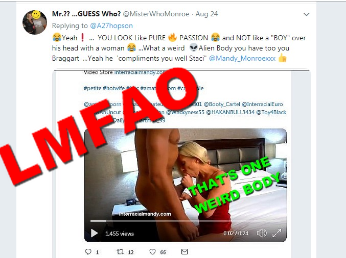 RacistSupreme's tweet photo. @Jokesonmonroe @ActingMESSIAH @FunnyFloridaman @Mandy_Monroexxx @chazzyamateurs @hotwife801 @Booty_Cartel @InterracialEuro @RawAnUncut @thesexpedition @Wackyness55 @HAKANBULL3434 @Toy4Black @AmateursDaiIy @Smartmax_99 @A27hopson @xxxBabyMxxx You're NOT RACIST @A27hopson , Yet you believe YOU'RE #SUPERIOR  ...B/C you're BBC😂 ,..Which isn't ALL THAT "B" ..Meanwhile you're pretty typically Lame in Bed Bruh .....She didn't choose you b/c you're #BBC she just NEEDED "A BODY" ANY BODY to film content which NOBODY WILL BUY https://t.co/8R55nVnS4B