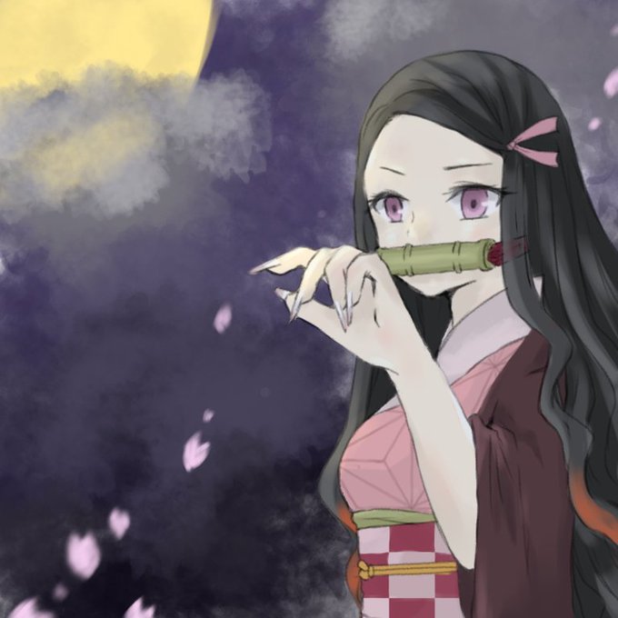 miu@低浮上さんがTwitterに投稿した竈門禰豆子(鬼滅の刃)のイラスト。