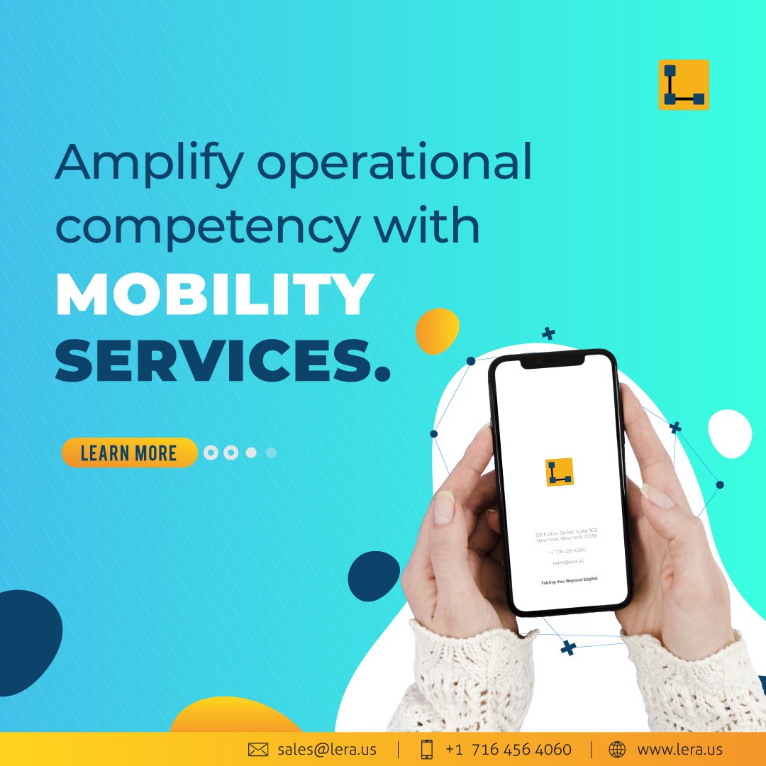 LeraTech's tweet photo. Enterprise #Mobility services will boost your business to up the ante! #LeraTech enables you be the top player by integrating the right Mobility Services.
#leratech #mobilityservices #digitaltransformation #itservices #itconsutants #leratechUSA https://t.co/tPf0zhET34