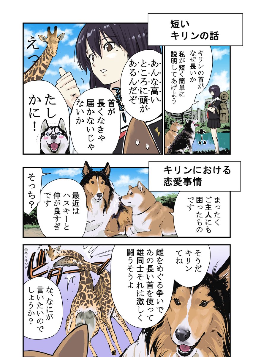 世界の終わりに柴犬と
キリンの首がなぜ長いかという話 