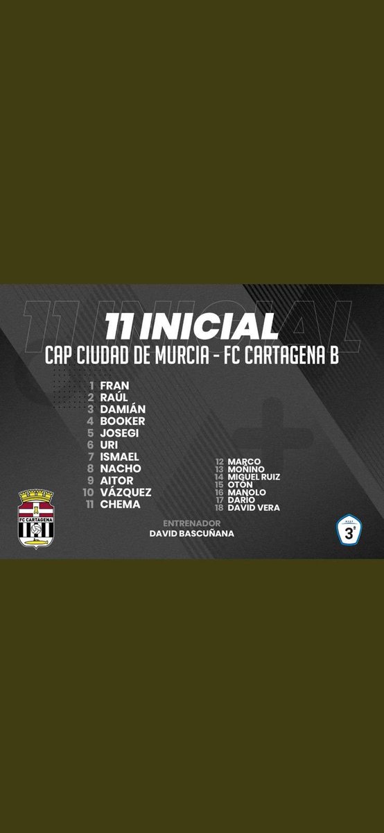 Nacho_fdez5's tweet photo. Muy contento por mi debut y mi titularidad en Tercera division con 17 años. Contento tambien  por el punto en un campo dificil. ❤️⚽️ @FCCartagena_efs  @13Tercera @futboljuvenil_  @Nacional10X @CiudadDeMurcia @AgenciAlpha https://t.co/k6EZNvvZiz