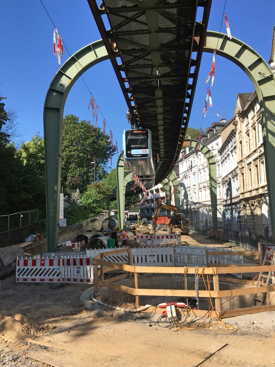 Installation of #Flowtite #GRP #sewer #pipes DN1200 under Wuppertal Suspension Railway! A perfect application for Amiblu given the pipes' light weight &amp; easy handling: only light construction machinery could be used due to the limited overhead space.