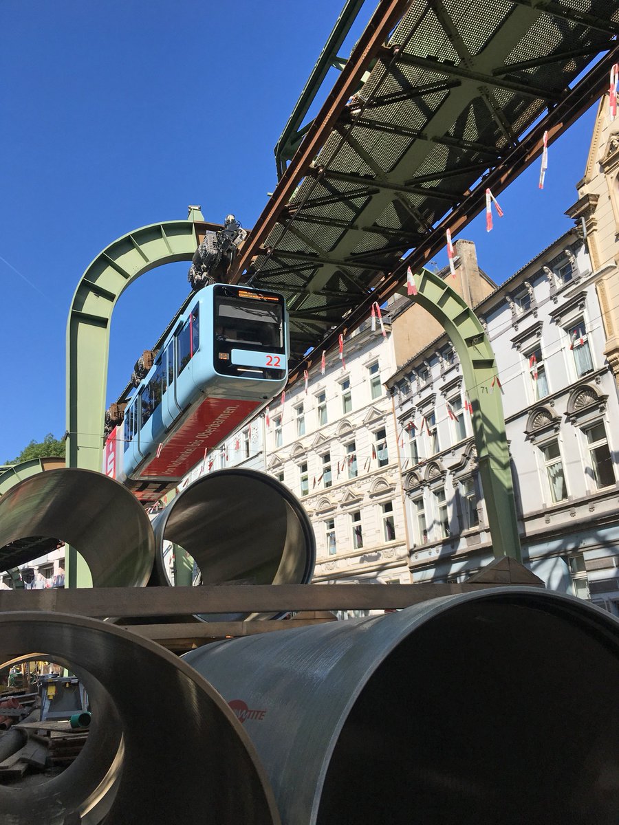 Amiblupipes's tweet photo. Installation of #Flowtite #GRP #sewer #pipes DN1200 under Wuppertal Suspension Railway! A perfect application for Amiblu given the pipes' light weight & easy handling: only light construction machinery could be used due to the limited overhead space. https://t.co/Op2093OD1n
