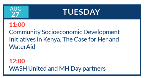 WASHUnited's tweet image. #wwweek #menstrualhygiene and health mini talk shows hosted by @WSSCCouncil at their booth. Meet us for talking with partners such as @ifrc and @P&amp;amp;G about actions and impact for #mhday2019 #ItsTimeForAction