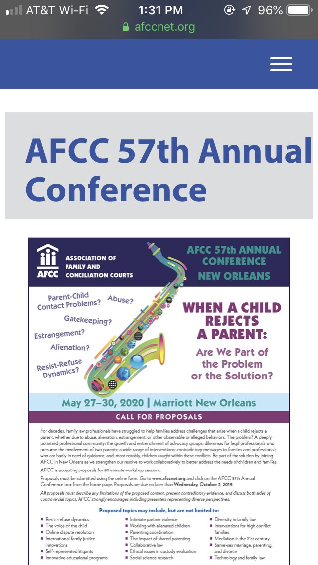 The AFCC leading family and juvenile dependency court organization for the past 56 years is questioning their separation of a child from a parent? Did they cause alienation by separating for “conflict resolution?” Yes they are the problem, absolutely