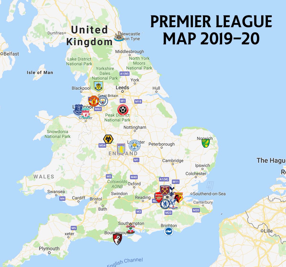 English Premier League Map : Map England Premier 1415 Jpg 576 700