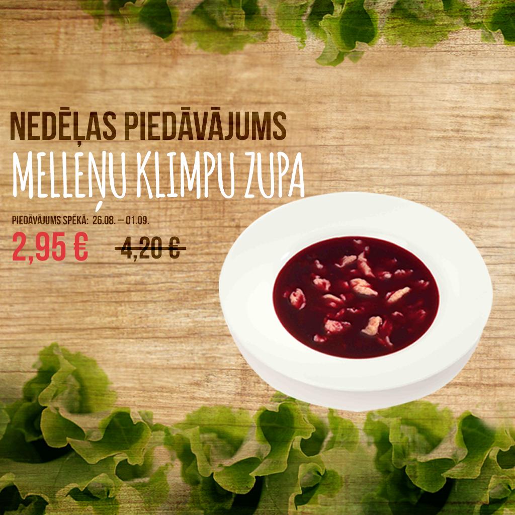 Ja Tevī ir nedaudz rūgtuma par to, ka vasara tuvojas beigām, Tev droši vien vajag kaut ko saldu, lai justos labāk. Iesakām nākt pie mums un nobaudīt melleņu klimpu zupu par īpaši saldu cenu visu nedēļu.